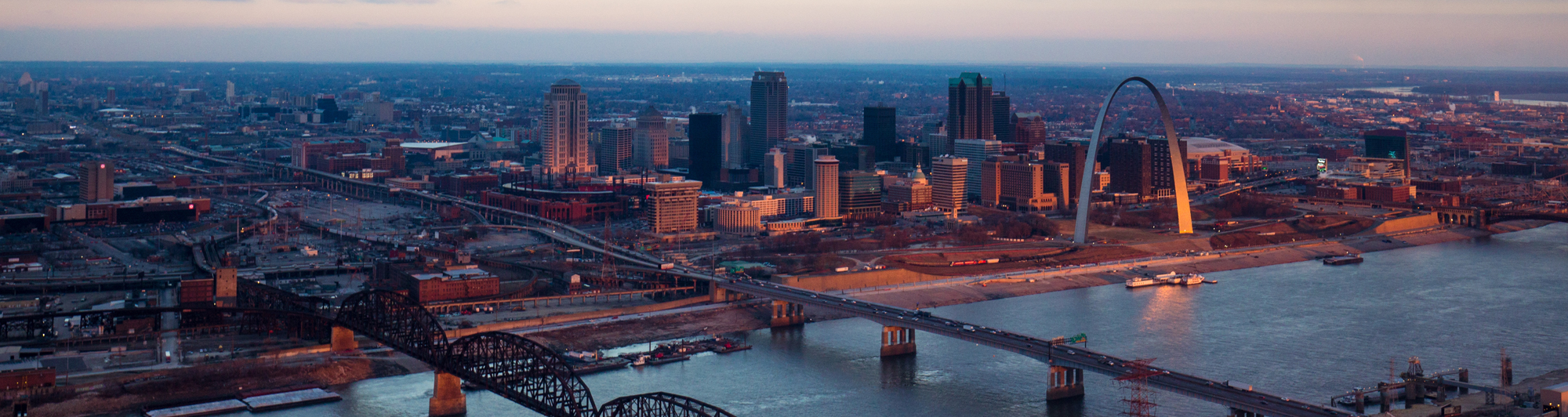 birds eye view of downtown St. Louis, Missouri